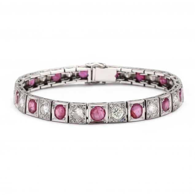 VINTAGE WHITE GOLD RUBY AND DIAMOND 347115