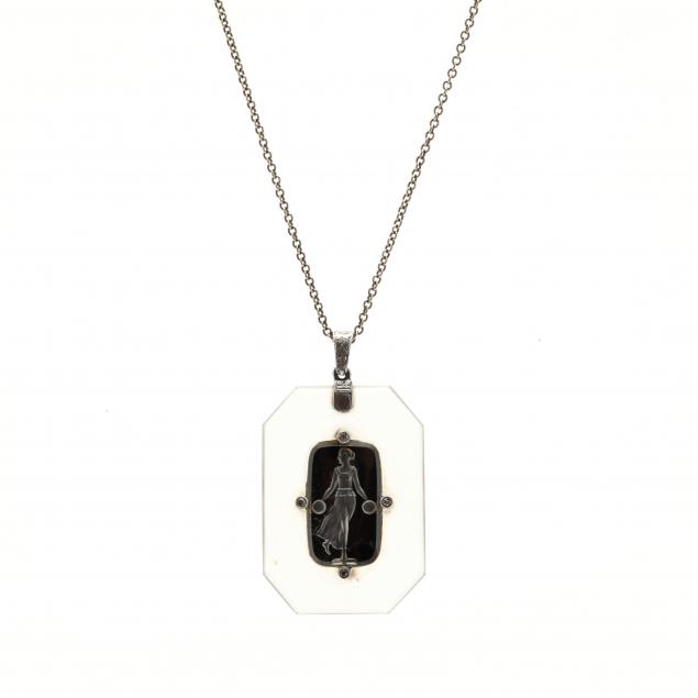 ART DECO INTAGLIO PENDANT NECKLACE 347125