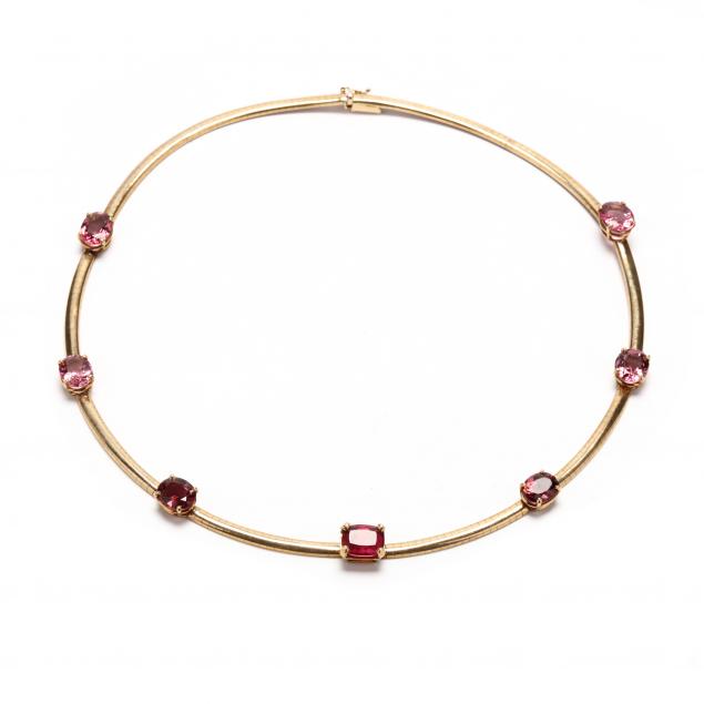 GOLD AND PINK TOURMALINE OMEGA 34713a