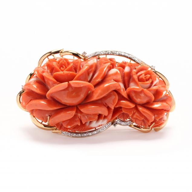 GOLD CORAL AND DIAMOND PENDANT 347132