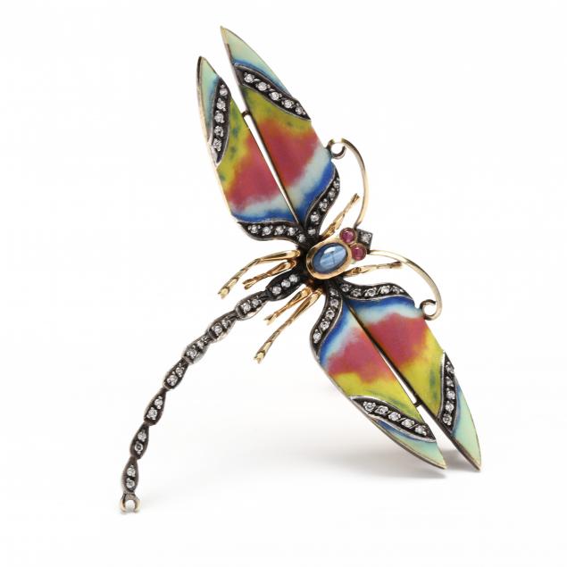 GOLD ENAMEL AND GEM SET DRAGONFLY 347134