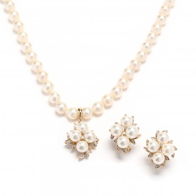 PEARL AND DIAMOND NECKLACE AND
