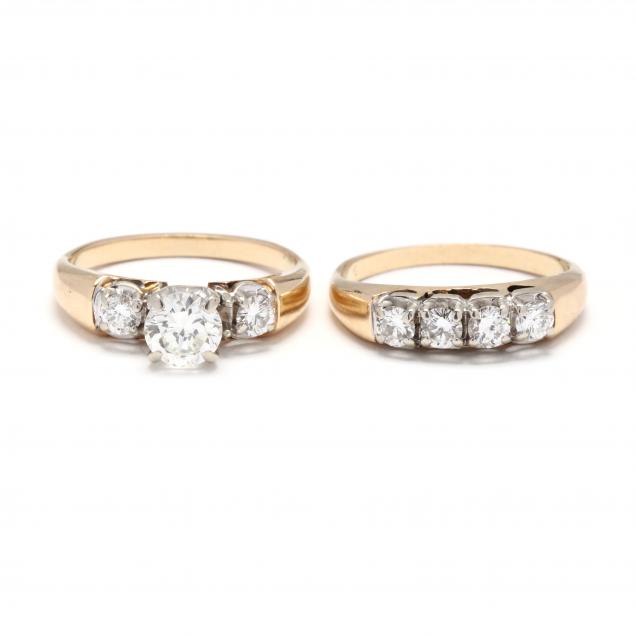 GOLD AND DIAMOND WEDDING SET The engagement