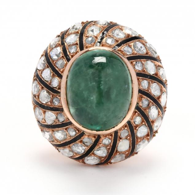 GOLD DIAMOND AND EMERALD RING 347162