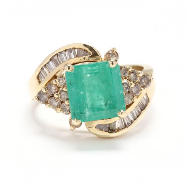 GOLD EMERALD AND DIAMOND RING 347164