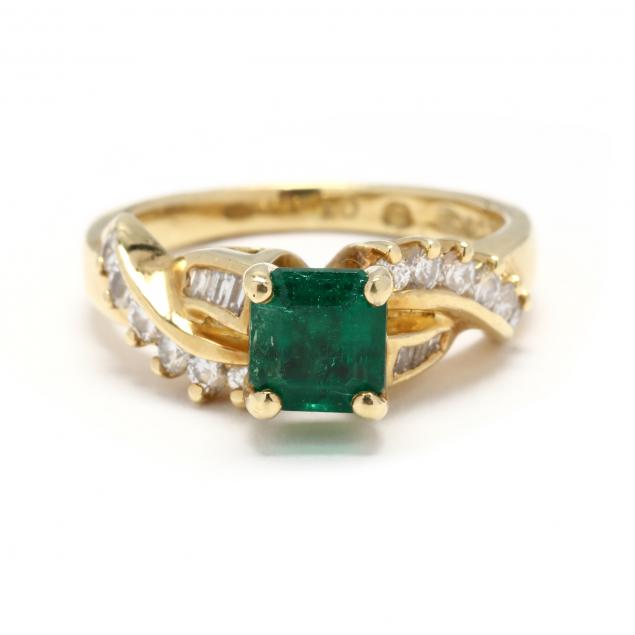 GOLD EMERALD AND DIAMOND RING 347165