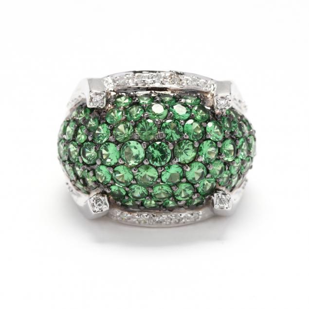 WHITE GOLD, TSAVORITE GARNET, AND