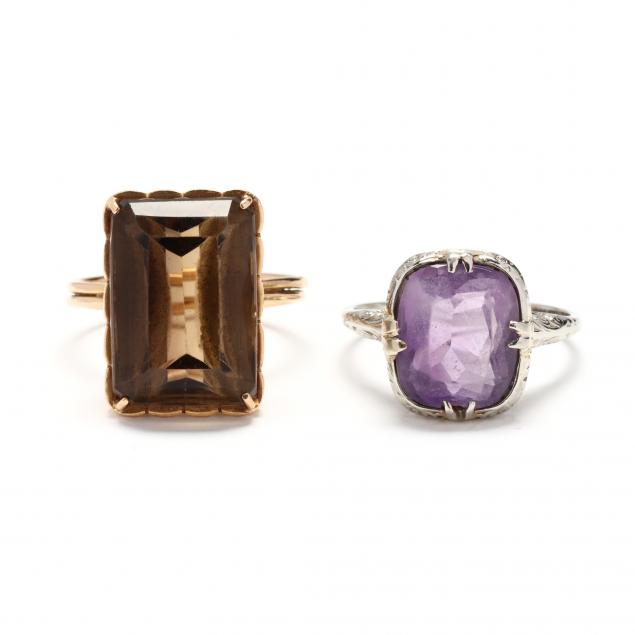 TWO VINTAGE GEM-SET RINGS To include: