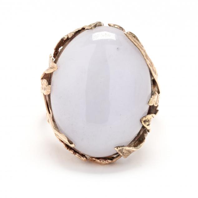 GOLD AND LAVENDER JADE RING The 34717a