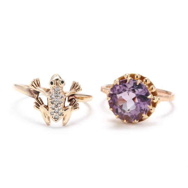 TWO GOLD AND GEMSTONE RINGS The 347182