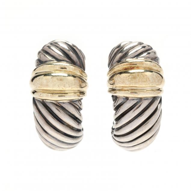 STERLING SILVER AND GOLD EARRINGS,