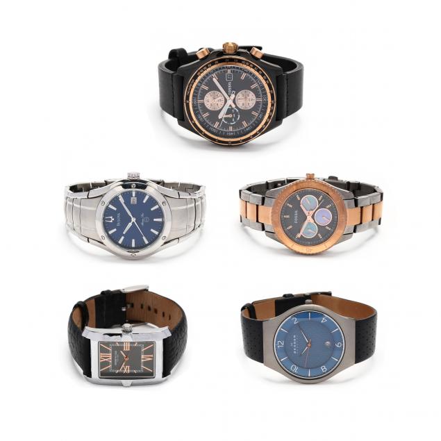 FIVE GENTS WATCHES All with quartz