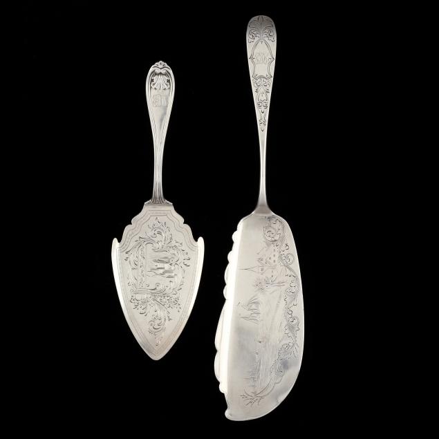 TWO BALTIMORE COIN SILVER SERVERS