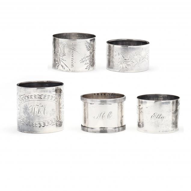 AN ASSEMBLED SET OF FIVE STERLING SILVER