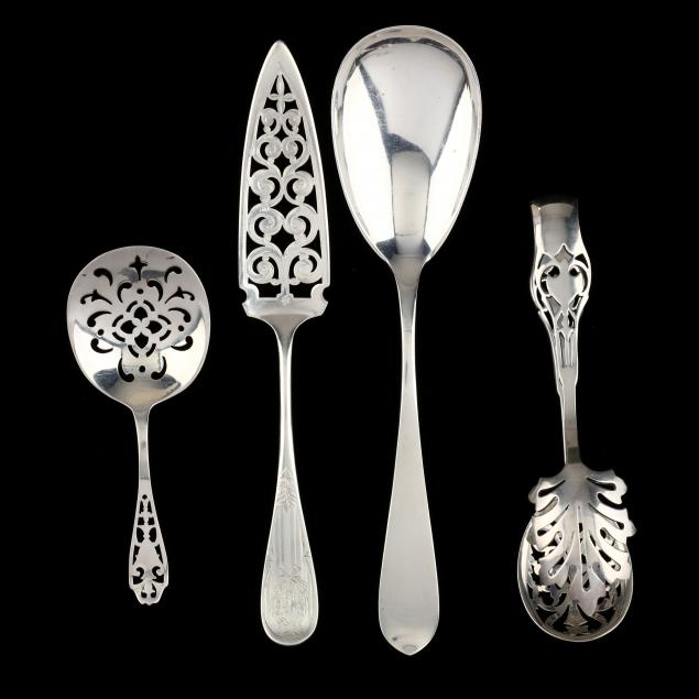 FOUR AMERICAN STERLING SILVER SERVERS