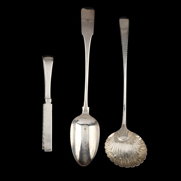 THREE GEORGE III SILVER SERVERS