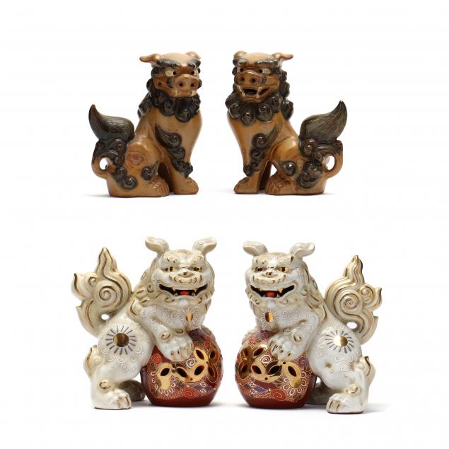 TWO PAIRS OF JAPANESE FOO LIONS 34728e