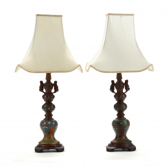 A PAIR OF CHINESE CHAMPLEVé PRICKET