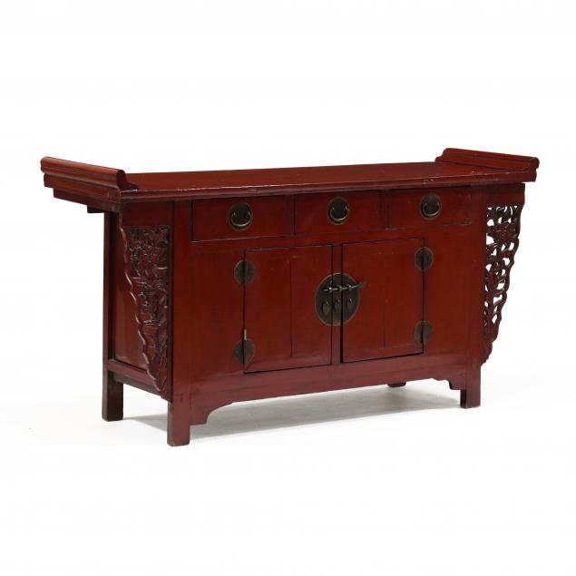 A CHINESE RED PAINTED ALTAR SIDEBOARD 3472a8