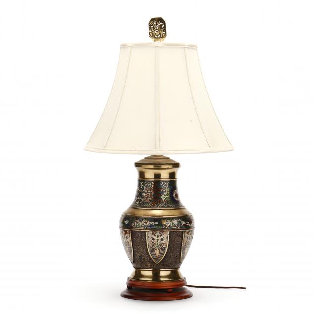 AN ASIAN CHAMPLEVE TABLE LAMP 20th 3472a4