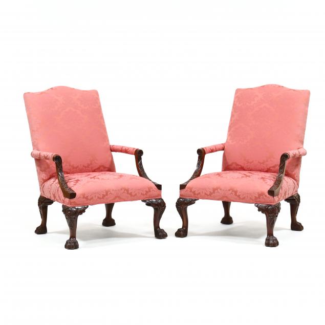 PAIR OF GEORGIAN STYLE CARVED MAHOGANY 3472d6