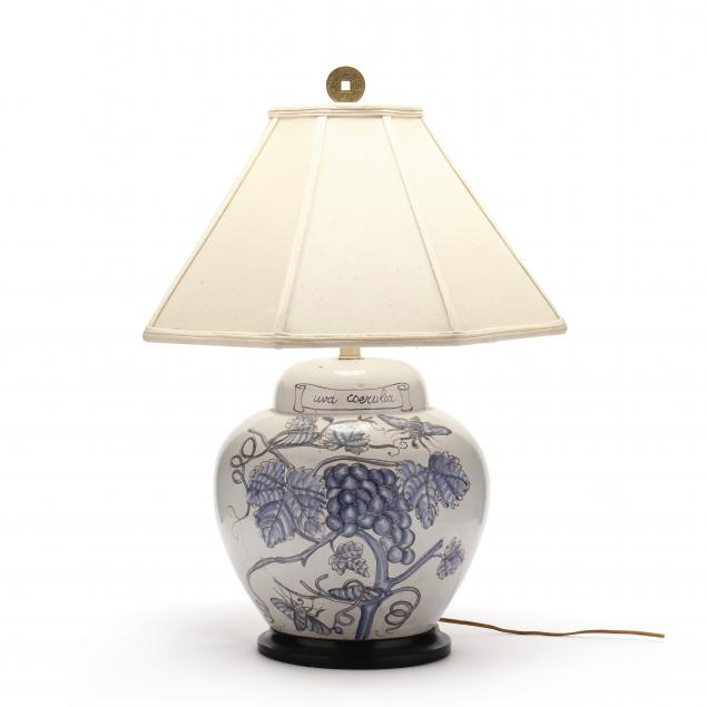 FAIENCE GLAZED URN TABLE LAMP Italian,