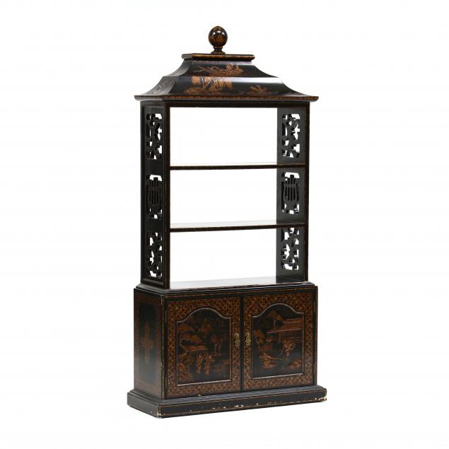 PAGODA FORM CHINOISERIE BOOKCASE