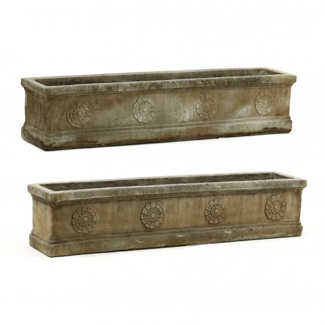 PAIR OF 5 FT. CAST STONE FLORAL