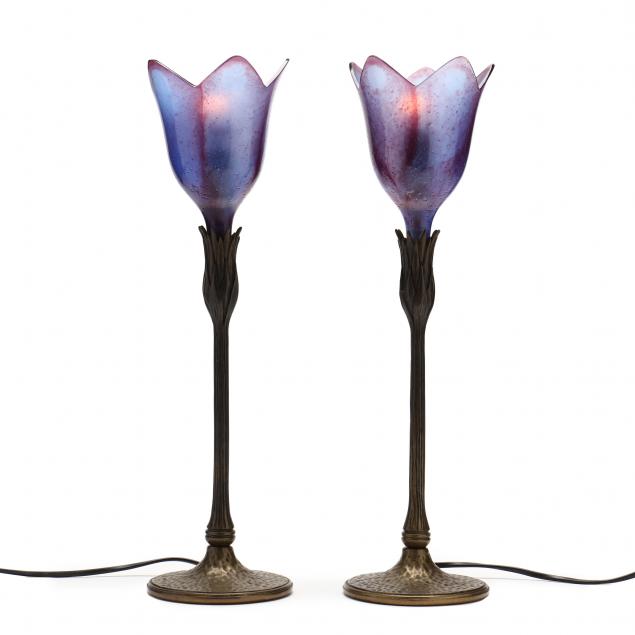 DAUM, PAIR OF BRONZE AND GLASS