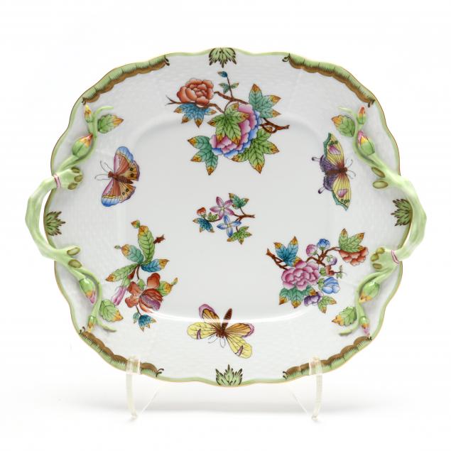 HEREND PORCELAIN CAKE PLATE QUEEN