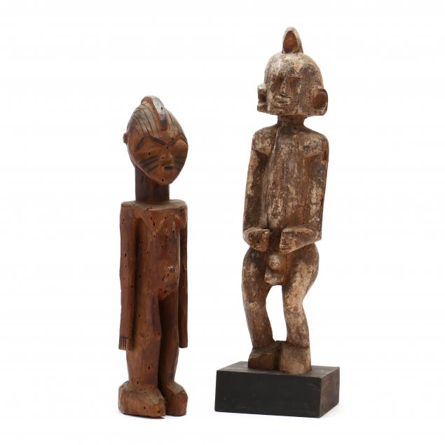 TWO CARVED WOODEN WEST AFRICAN