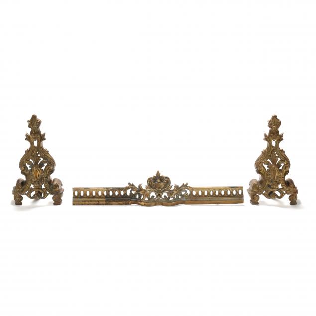 ROCOCO REVIVAL BRASS CHENETS Late