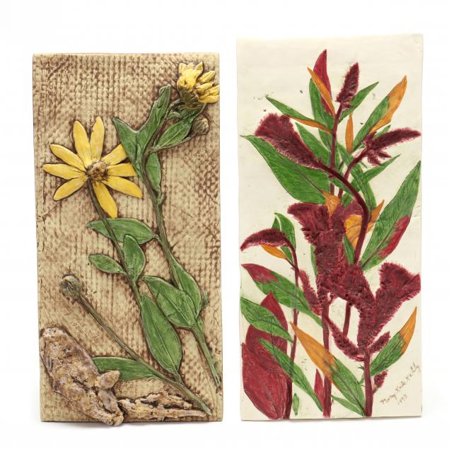 TWO BOTANICAL CERAMIC PLAQUES BY 347417