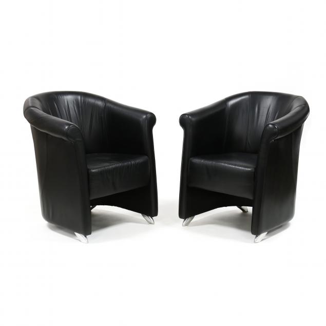 PAIR OF SILENZIO LEATHER CLUB CHAIRS 34747c