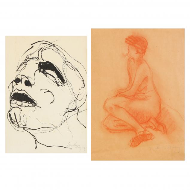 TWO ARTIST SIGNED FIGURAL DRAWINGS