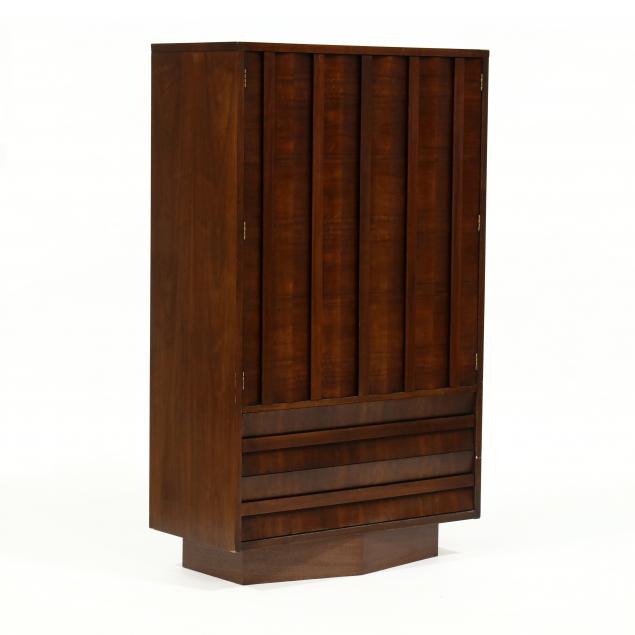 LANE, RARE CHEVRON LINE WALNUT ARMOIRE