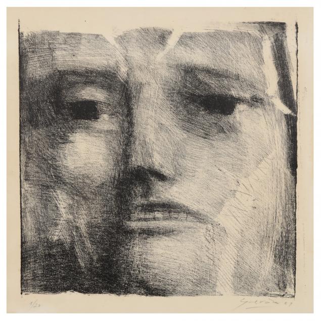 MID-CENTURY LITHOGRAPH OF A FACE