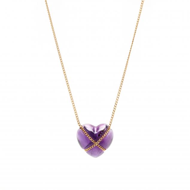 GOLD AND AMETHYST HEART NECKLACE, TIFFANY
