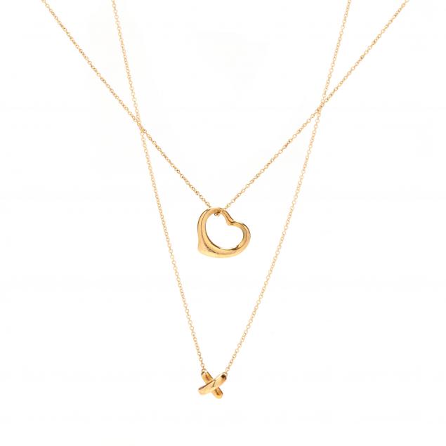 TWO GOLD PENDANT NECKLACES, TIFFANY