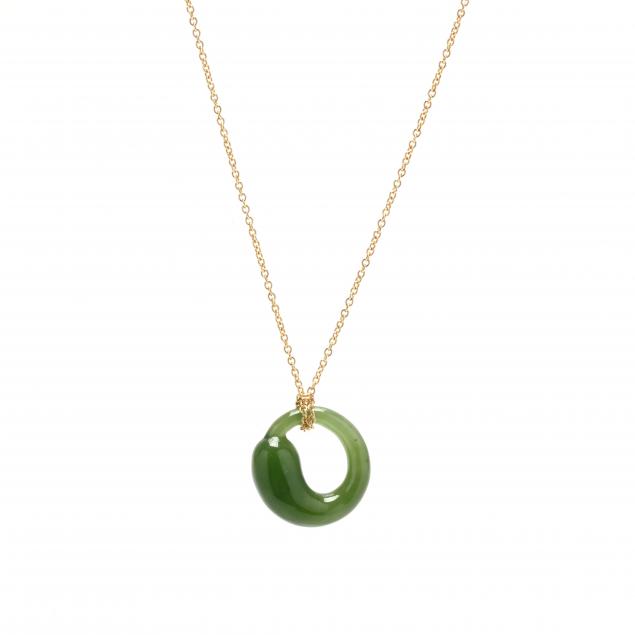 GOLD AND JADE ETERNAL CIRCLE NECKLACE  34760b