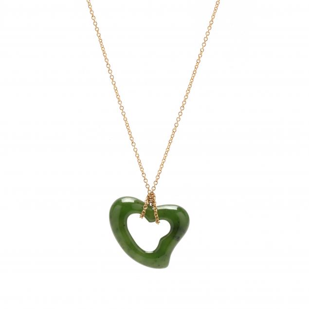 GOLD AND JADE OPEN HEART NECKLACE  34760c