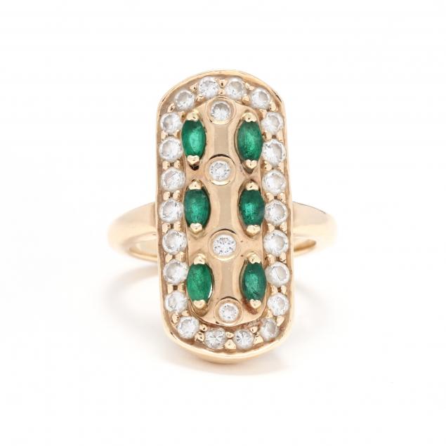 GOLD EMERALD AND DIAMOND RING 347622