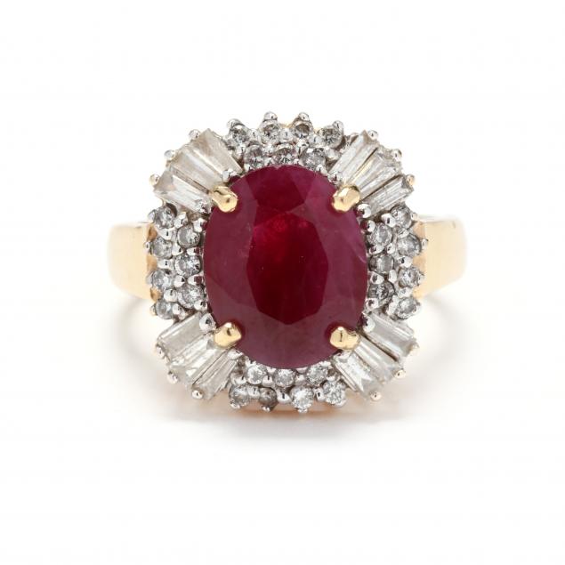 GOLD, DIAMOND, AND RUBY RING Centered