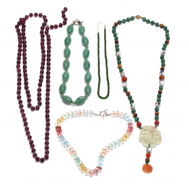 FIVE BEAD NECKLACES To include: