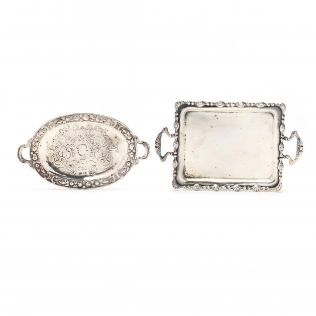 TWO MINIATURE SILVER TRAYS The 34765c