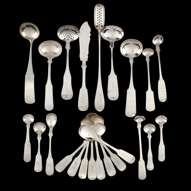 A GROUPING OF AMERICAN COIN SILVER FLATWARE