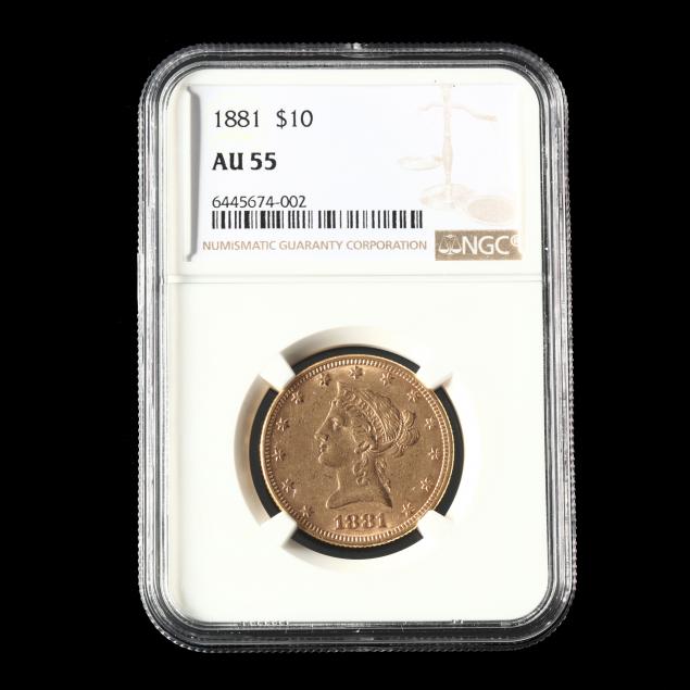 1881 LIBERTY HEAD $10 GOLD EAGLE,