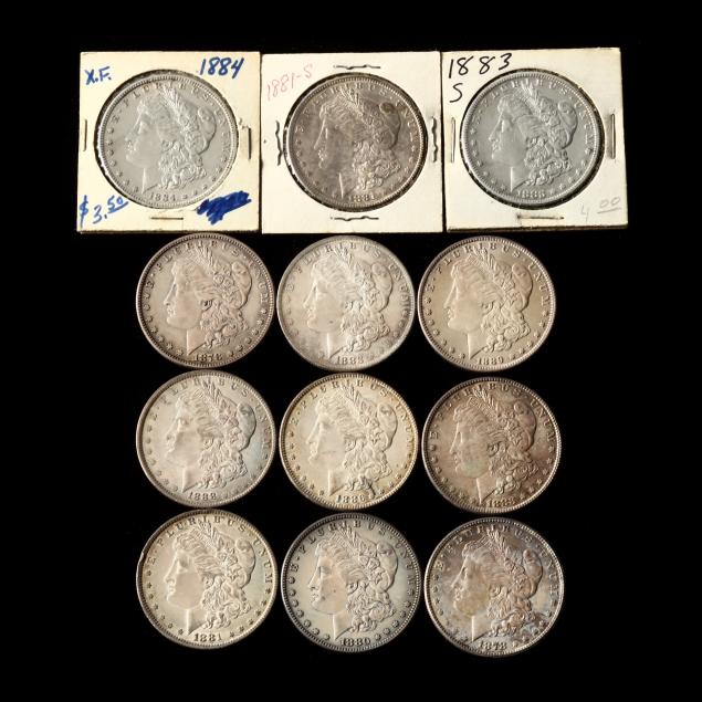 TWELVE 12 ATTRACTIVE MORGAN SILVER 3476d6