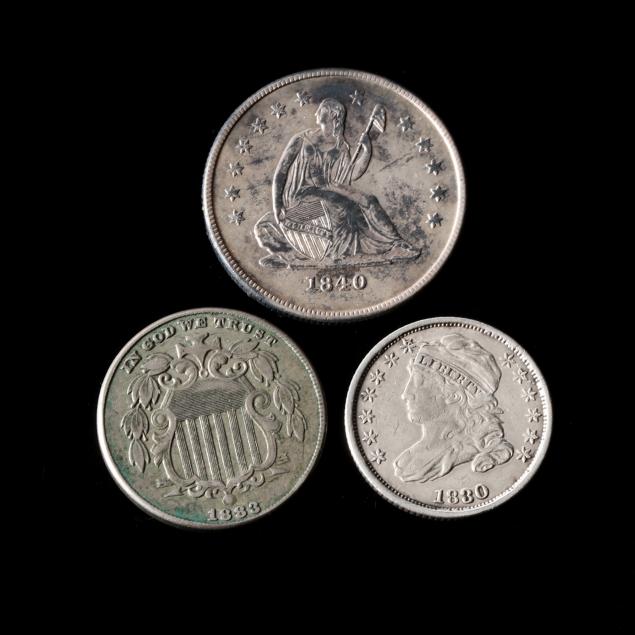 THREE 19TH CENTURY TYPE COINS To