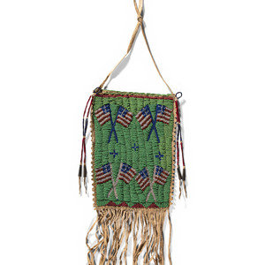 Sioux Beaded Hide Bag with American 347744